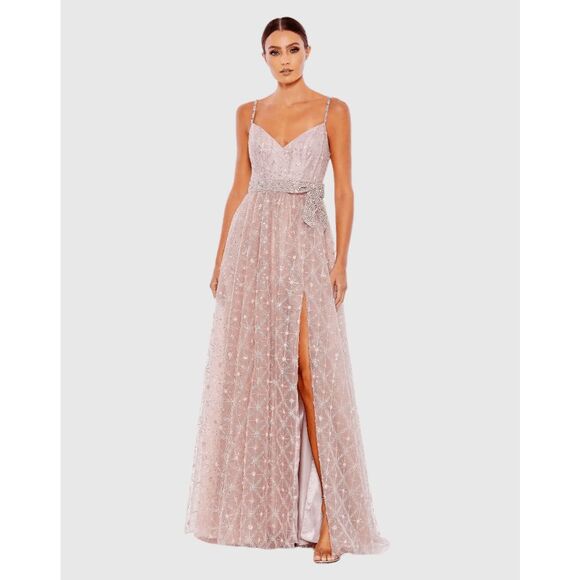 Mac Duggal Pink Rhinestone Embellished Sweetheart Neckline Gown US 6 $598 - Picture 2 of 11